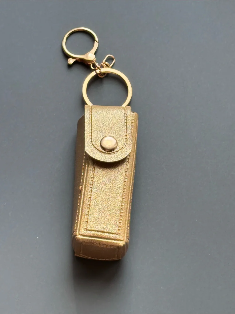Metallic Gold Leatherette Keychain Holster with Snap Closure